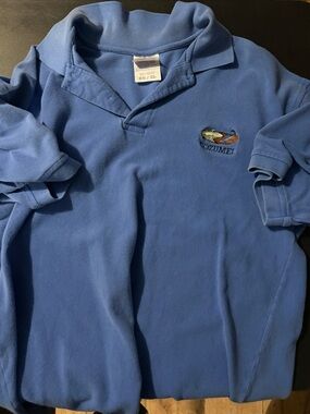 Men's Casual Button-Down Polo Shirt - Blue